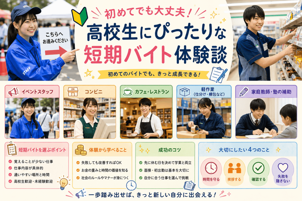 初めてでも大丈夫!高校生にぴったりな短期バイト体験談