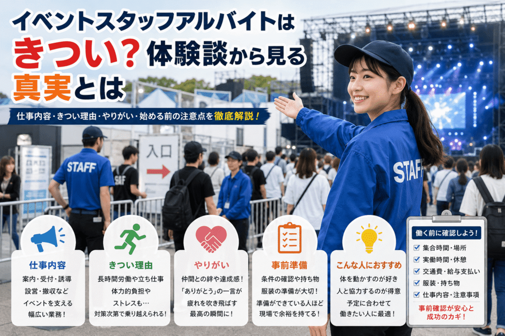 イベントスタッフアルバイトはきつい?体験談から見る真実とは