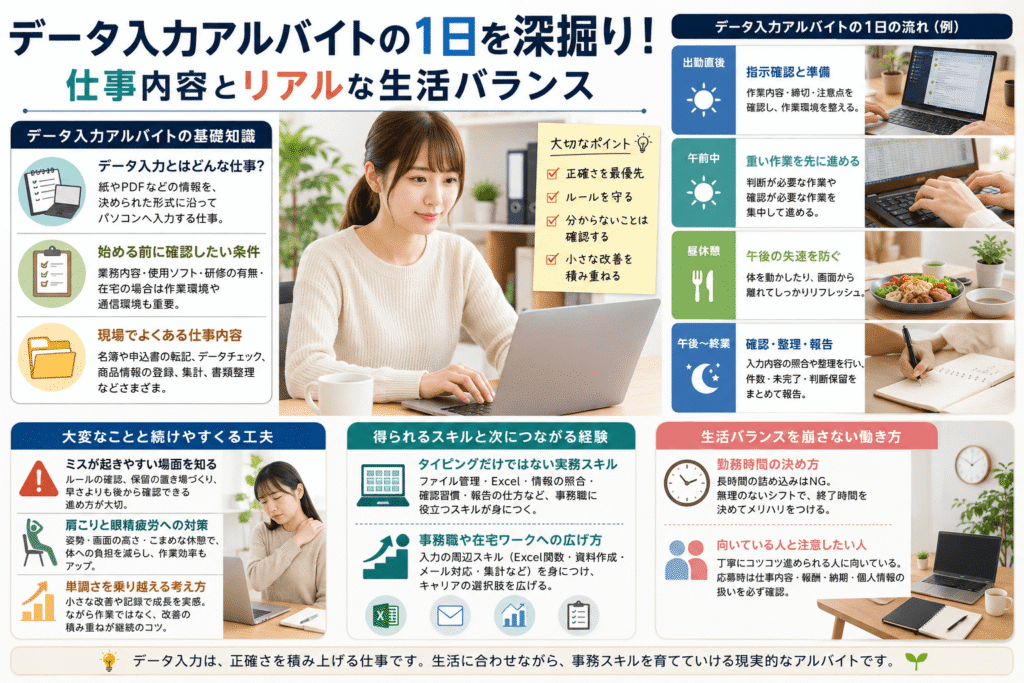 データ入力アルバイトの1日を深掘り!仕事内容とリアルな生活バランス