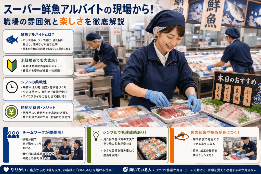 スーパー鮮魚アルバイトの現場から!職場の雰囲気と楽しさを徹底解説