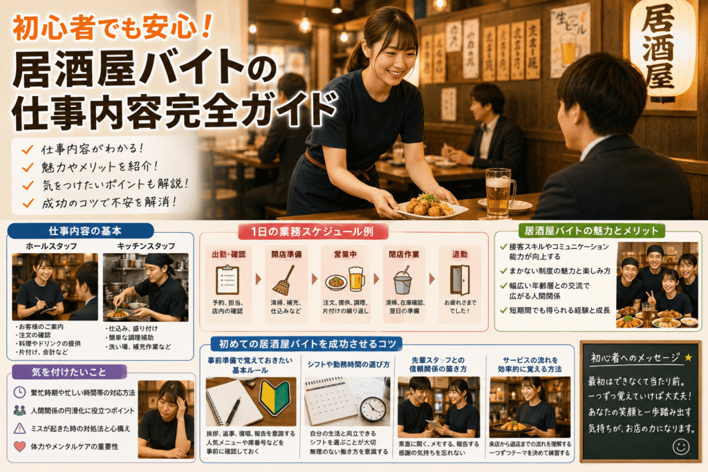 初心者でも安心!居酒屋バイトの仕事内容完全ガイド