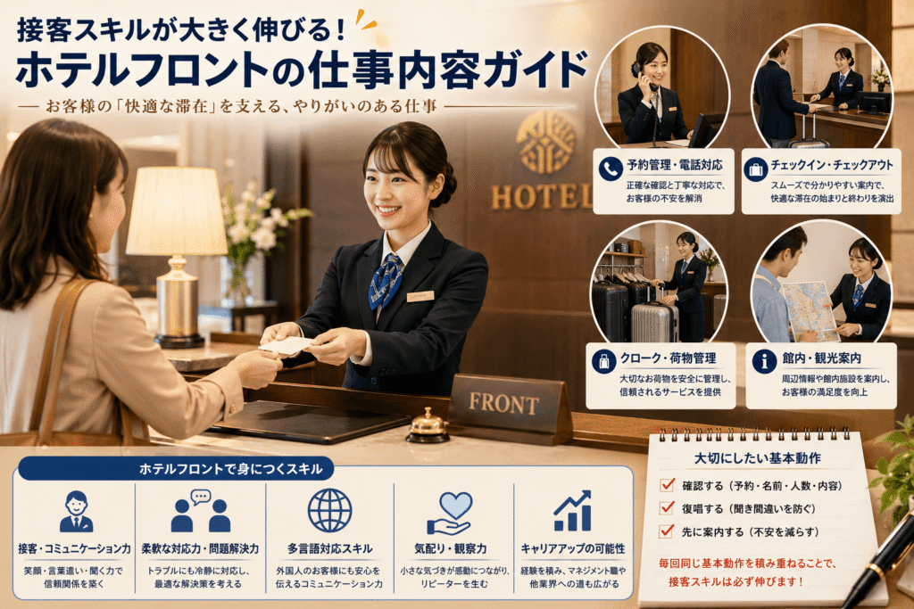 接客スキルが大きく伸びる!ホテルフロントの仕事内容ガイド