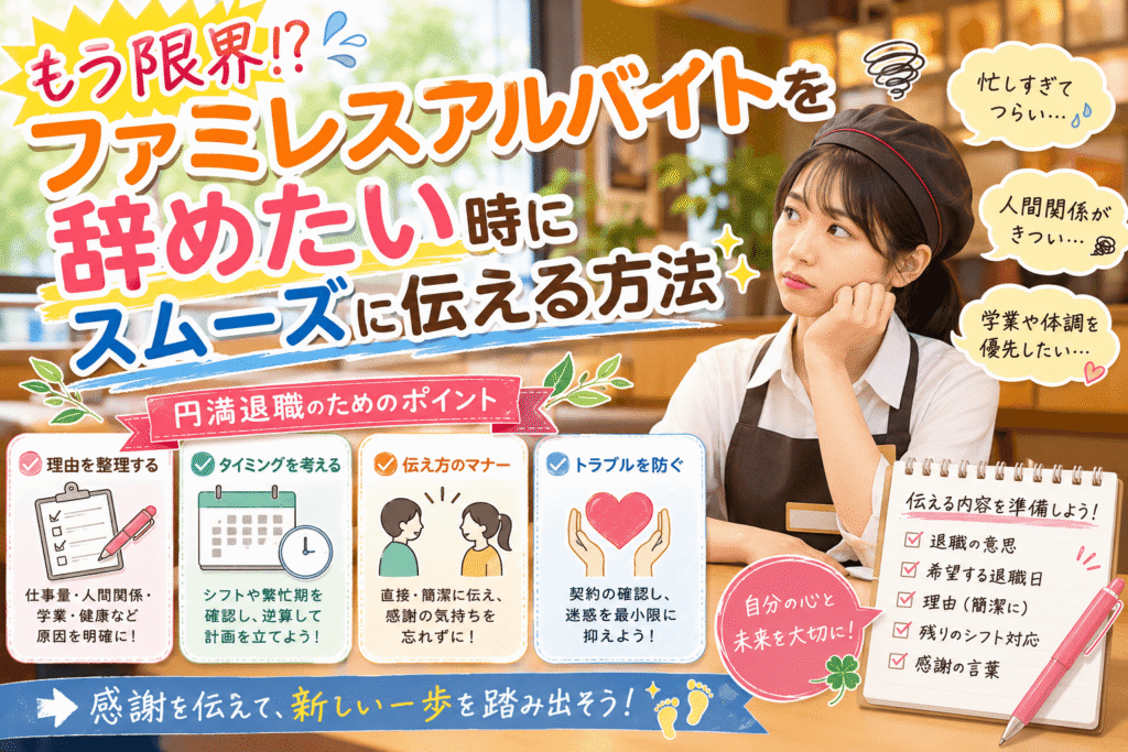 もう限界！？ファミレスアルバイトを辞めたい時にスムーズに伝える方法