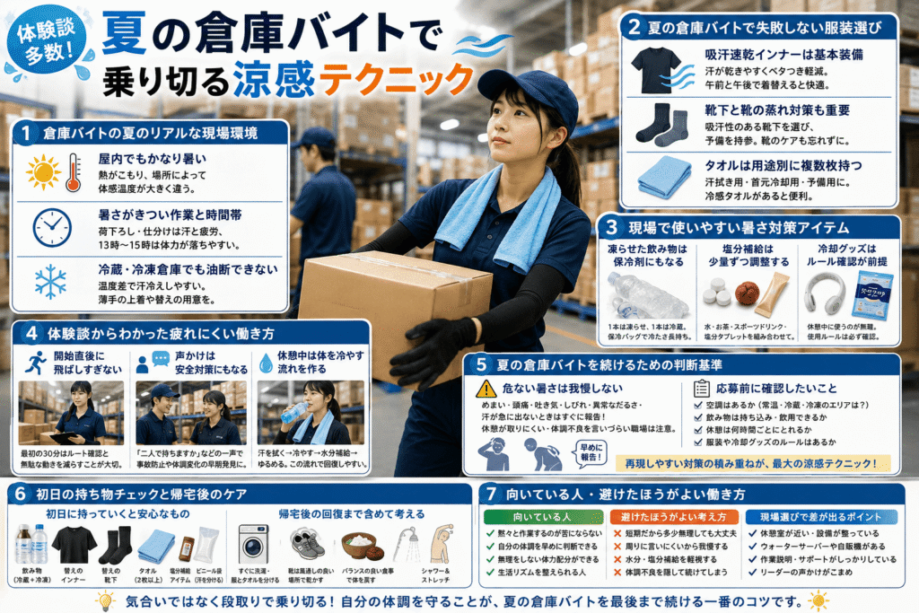 体験談多数!夏の倉庫バイトで乗り切る涼感テクニック