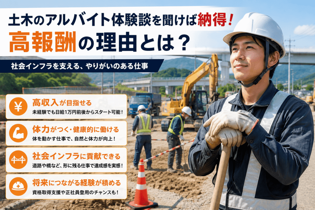 土木のアルバイト体験談を聞けば納得!高報酬の理由とは?