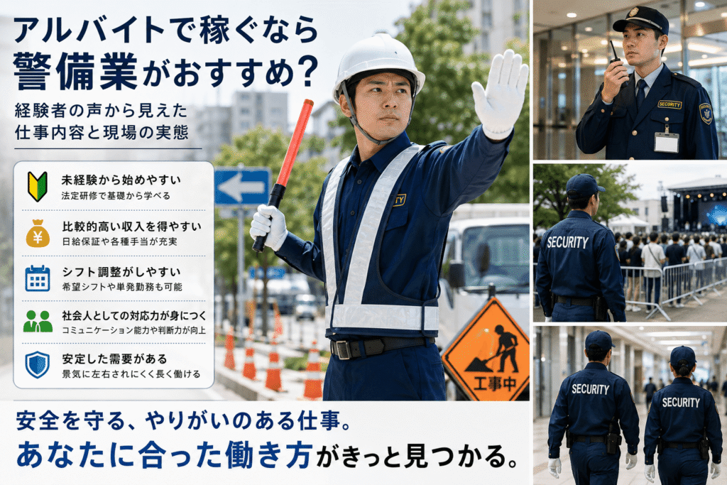 アルバイトで稼ぐなら警備業がおすすめ！体験談を紹介