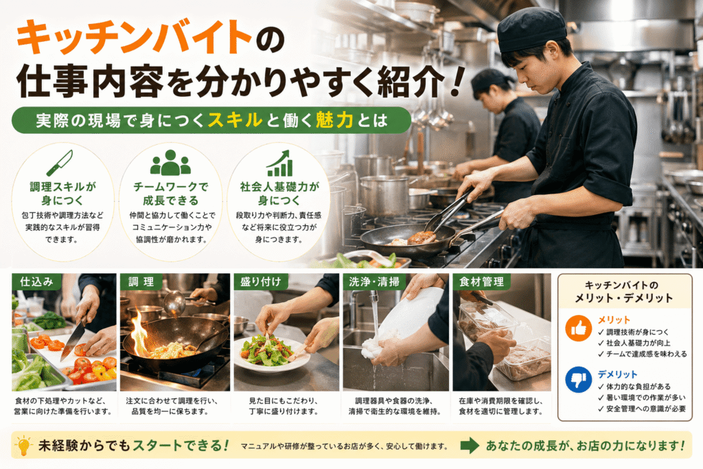 キッチンバイトの仕事内容を分かりやすく紹介！