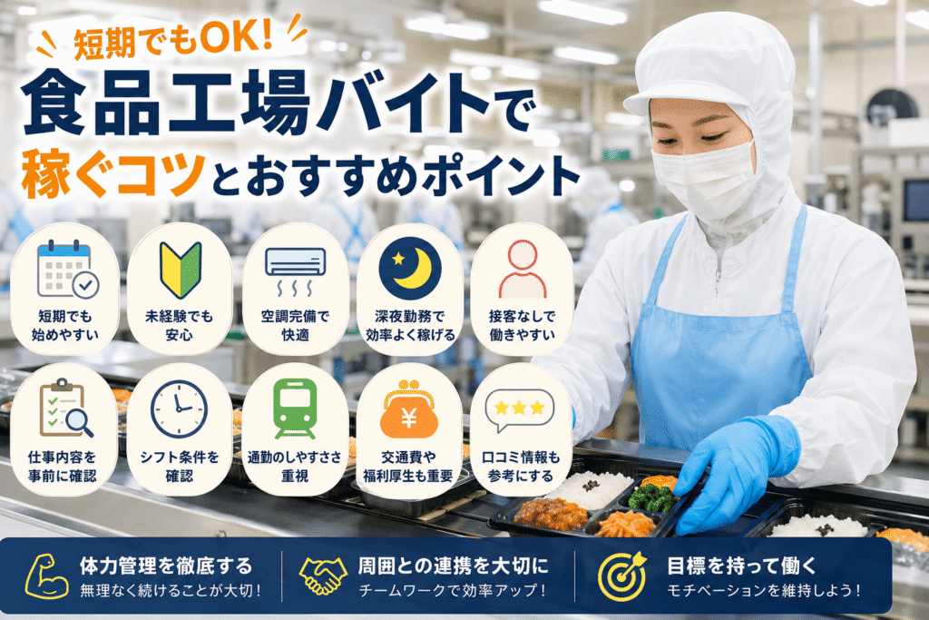 短期でもOK!食品工場バイトで稼ぐコツとおすすめポイント