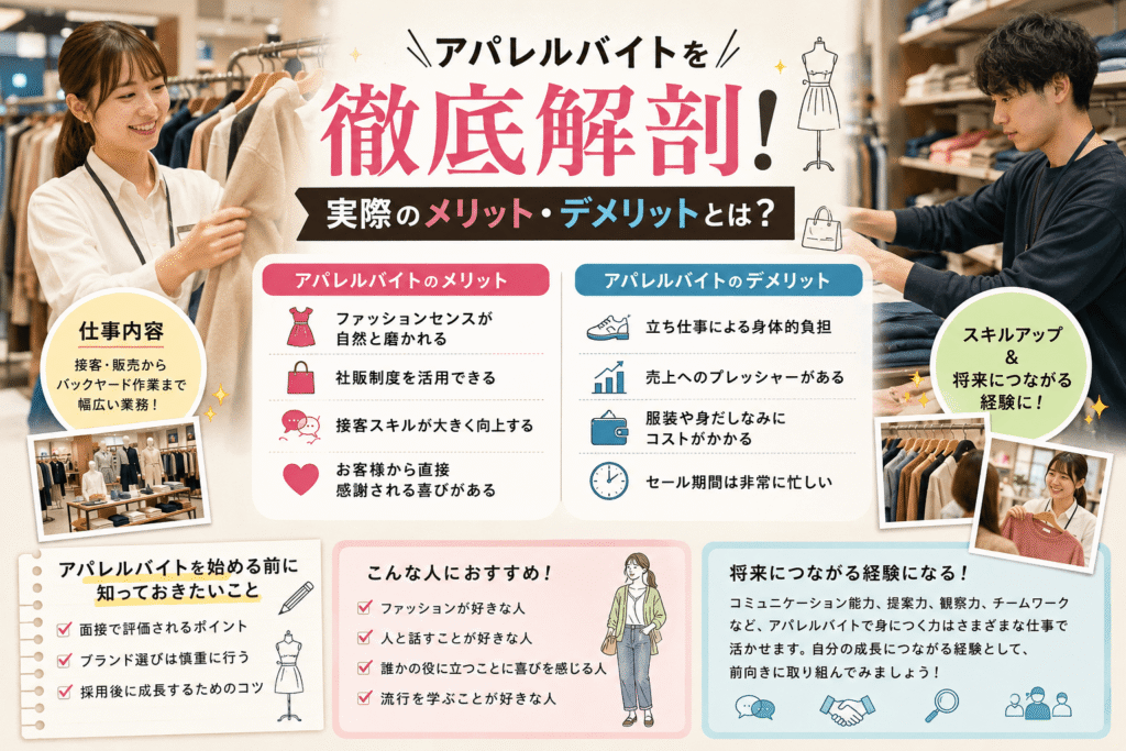 アパレルバイトを徹底解剖!実際のメリット・デメリットとは?