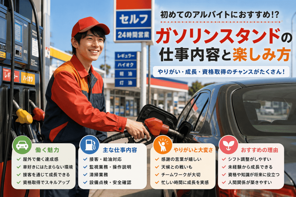 初めてのアルバイトにおすすめ!?ガソリンスタンドの仕事内容と楽しみ方