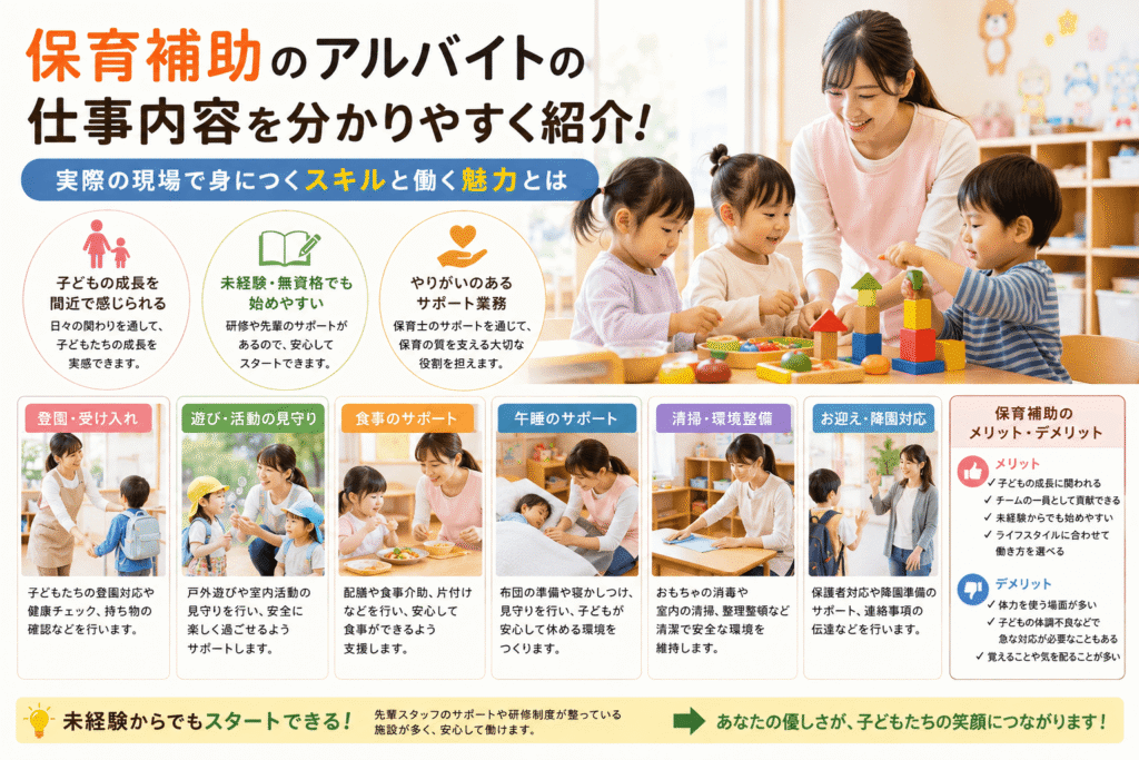 保育補助のアルバイトとは？仕事内容や雇用形態・給料事情など詳しく紹介