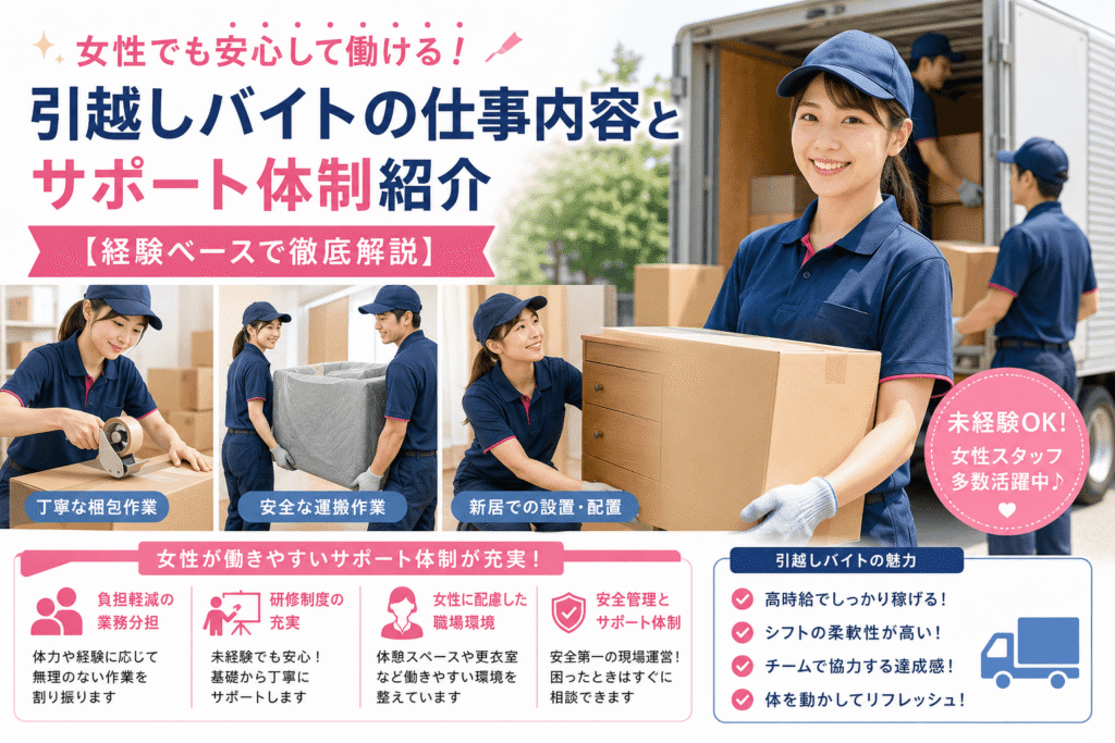 女性でも安心して働ける!引越しバイトの仕事内容とサポート体制紹介